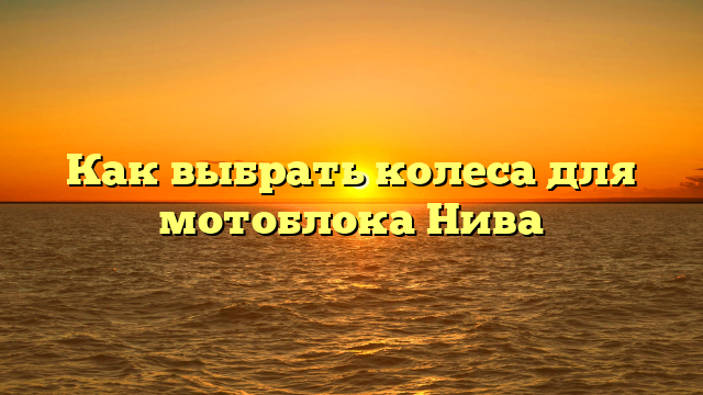 Как выбрать колеса для мотоблока Нива